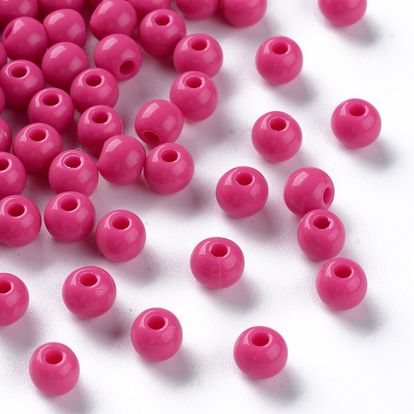 

PandaHall Opaque Acrylic Beads, Round, Camellia, 6x5mm, Hole: 1.8mm, about 4400pcs/500g Acrylic Round Pink