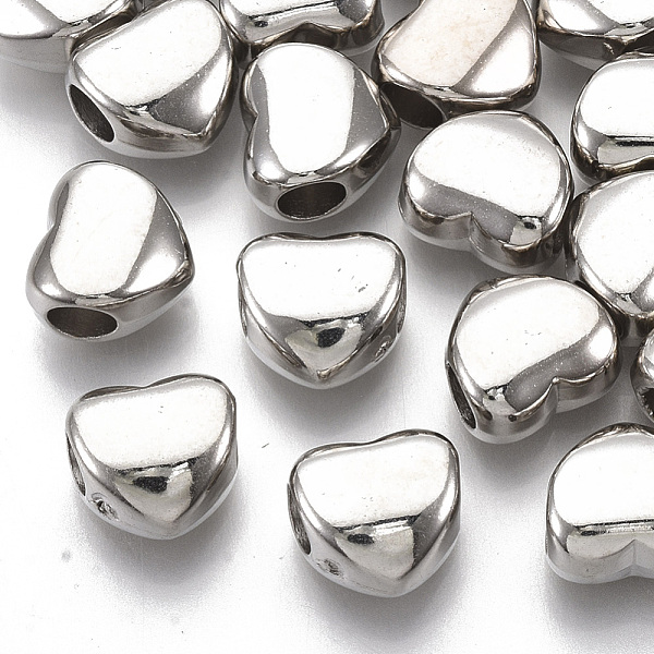 

PandaHall Plating ABS Plastic European Beads, Large Hole Beads, Heart, Platinum, 11.5x12x7.5mm, Hole: 4.5mm ABS Plastic Heart