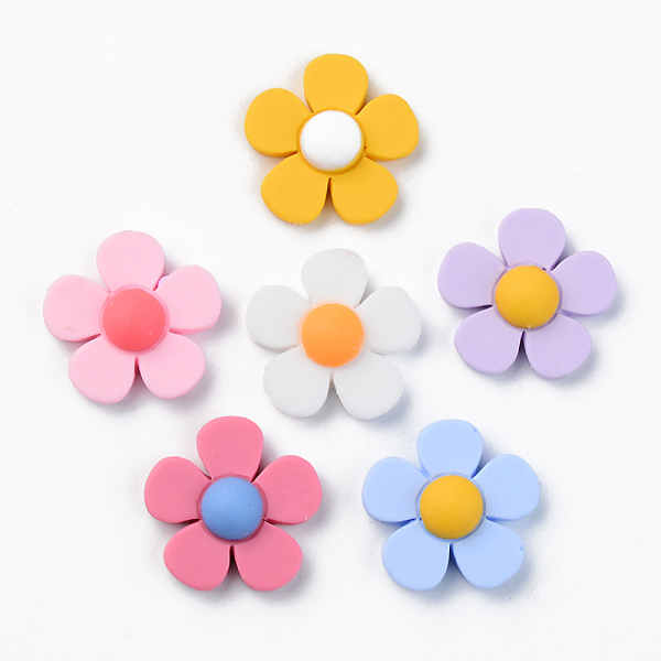 

PandaHall Resin Cabochons, Opaque, Flower, Mixed Color, 24x24.5x7.5mm Resin Flower Multicolor