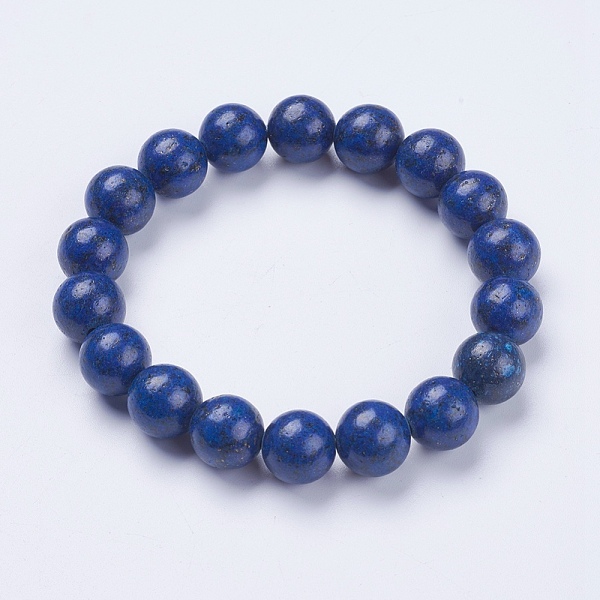

PandaHall Natural Lapis Lazuli Beaded Stretch Bracelets, Round, Dyed, 2-1/8 inch(53mm) Lapis Lazuli