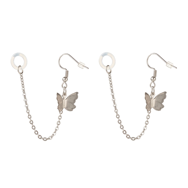 

PandaHall Anti-Lost Earring for Wireless Earphone, Butterfly Dangle Earrings with Hanging Chain for Women, Stainless Steel Color, 98mm, Pin...