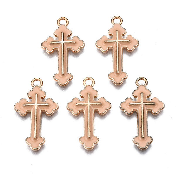 

PandaHall Alloy Enamel Pendants, Cross, Light Gold, Dark Salmon, 25x14x2mm, Hole: 1.8mm Alloy+Enamel Cross