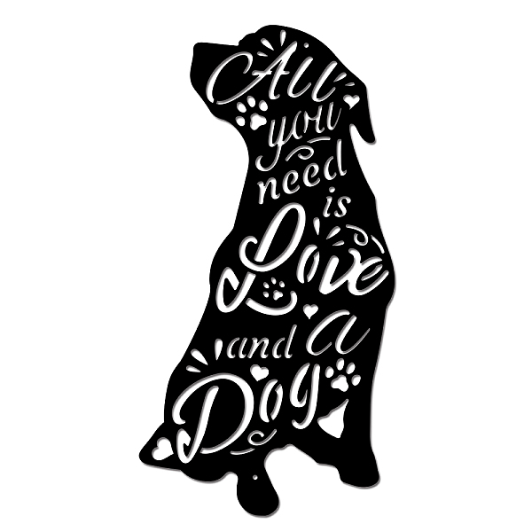 

PandaHall SUPERDANT Metal Dog Wall Art Decor All You Need is Love And a Dog Black Dog Cutout Metal Wall Decorations for Home Garden Office...