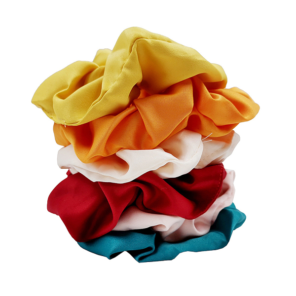 

PandaHall Cloth Hair Accessories, Scrunchie/Scrunchy, Ponytail Holder, Elastic Hair Ties, Mixed Color, 140x50mm Cloth Multicolor