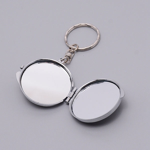 

PandaHall Zine-Alloy Folding Mirror Keychain, Travel Portable Compact Pocket Mirror, Blank Base for UV Resin Craft, Flat Round, Platinum...