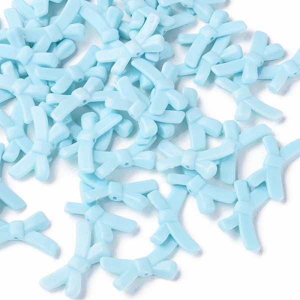 

PandaHall Opaque Acrylic Beads, Bowknot, Sky Blue, 20x34x5.5mm, Hole: 1.8mm, about 435pcs/500g Acrylic Bowknot