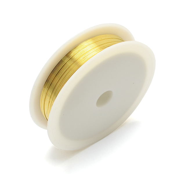 

PandaHall Round Copper Wire for Jewelry Making, Gold, 24 Gauge, 0.5mm, about 22.96 Feet(7m)/roll, 10 rolls/set Copper Round Gold