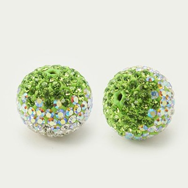 PandaHall Austrian Crystal Beads, Pave Ball Beads, with Polymer Clay inside, Round, 214_Peridot, 14mm, Hole: 1mm Polymer Clay+Austrian...