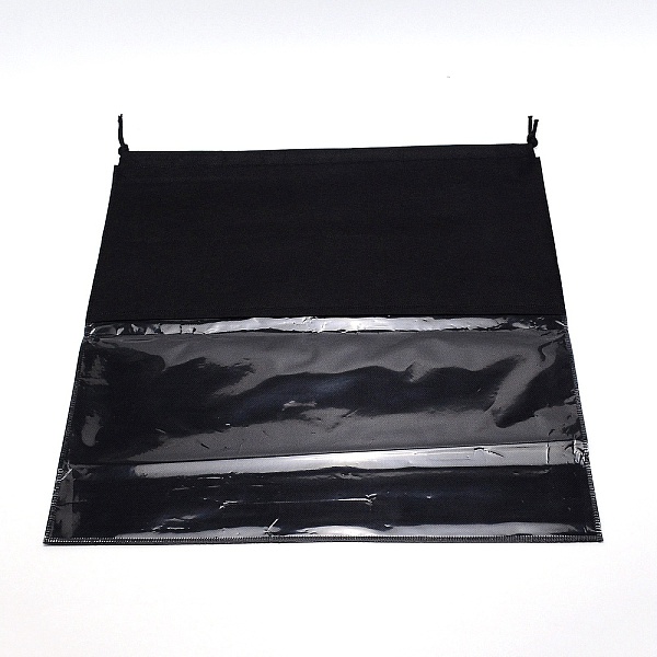 

PandaHall Blank Non-Woven DIY Craft Drawstring Storage Bags, with Plastic Clear Window, for Gift & Shopping Bags, Black, 45x45x0.06~0.45cm...