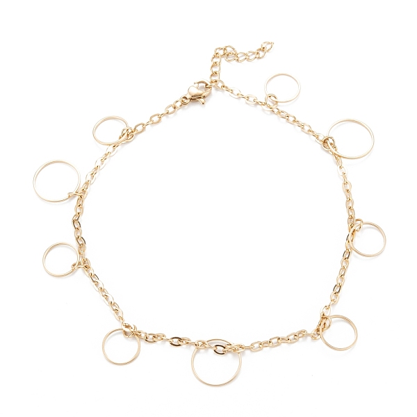 

PandaHall Vacuum Plating 304 Stainless Steel Charm Anklets, Rings, Golden, 9-5/8 inch(24.5cm) Stainless Steel