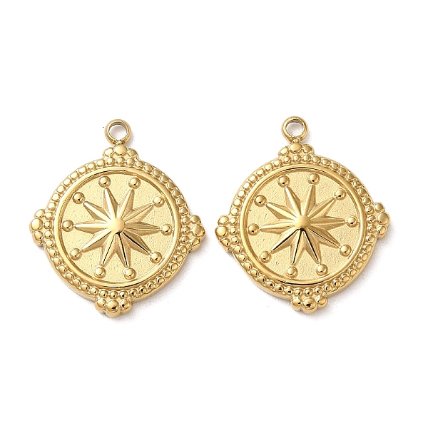 

PandaHall 304 Stainless Steel Pendants, Flat Round with Star Charm, Real 18K Gold Plated, 18x16x2mm, Hole: 1.5mm 304 Stainless Steel Flat...