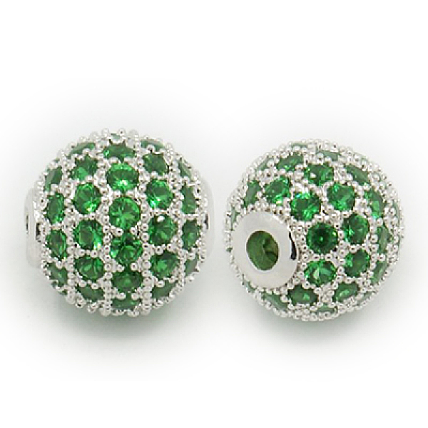 

PandaHall Brass Cubic Zirconia Beads, Round, Platinum, 8mm, Hole: 1.5mm Brass+Cubic Zirconia Round