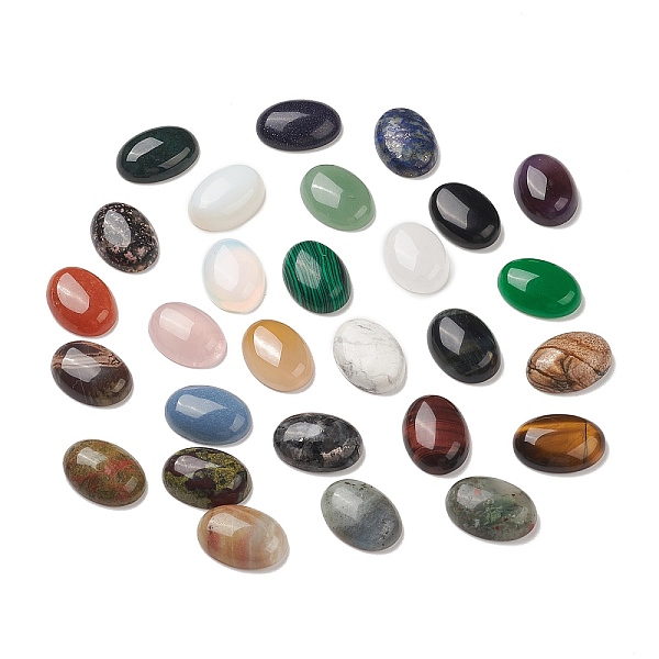

PandaHall Natural & Synthetic Mixed Gemstone Cabochons, Half Oval, 25x18x7mm Mixed Stone Oval