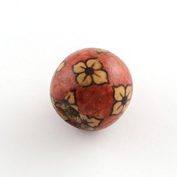 

PandaHall Printed Natural Wood Beads, Macrame Beads Large Hole, Round, Brown, 18~19x16~17mm, Hole: 4~5mm Wood Round Brown