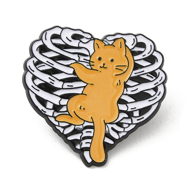 PandaHall Cat with Rib Cage Surgery Anatomy Enamel Pin, Electrophoresis Black Alloy Brooch for Backpack Clothes, Goldenrod, 29.5x30x1.5mm...