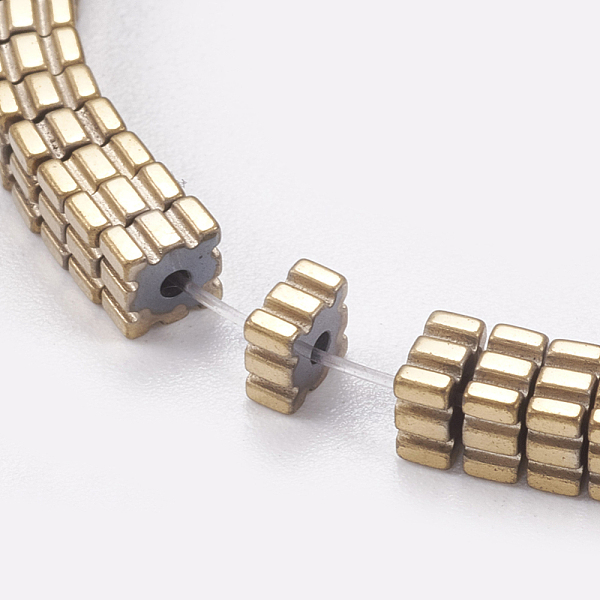 

PandaHall Electroplated Non-magnetic Synthetic Hematite Beads Strands,Striped Square, Light Gold Plated, 4x4x2mm, Hole: 0.5mm, about...