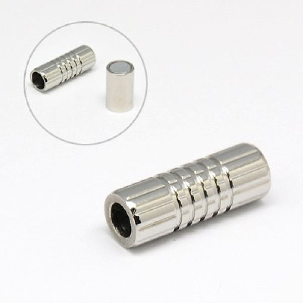 

PandaHall 304 Stainless Steel Magnetic Clasps with Glue-in Ends, Column, Stainless Steel Color, 20x9mm, Hole: 6mm 304 Stainless Steel Column