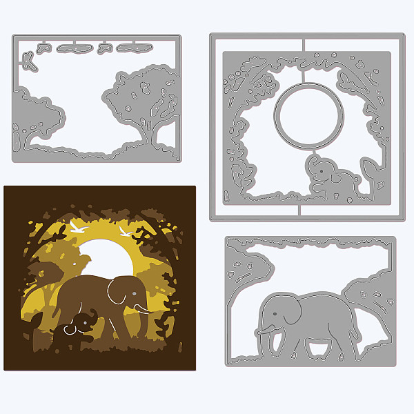 

PandaHall GLOBLELAND 3Pcs Elephant Light Box Cutting Dies Metal Forest Animals Embossing Stencils Die Cuts for Paper Card Making Decoration...