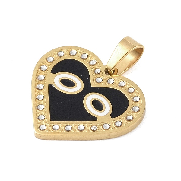 

PandaHall Ion Plating(IP) 304 Stainless Steel Enamel Rhinestone Pendants, Heart Charms, Black, 22x24.5x2.5mm, Hole: 6.5x4mm Stainless..., Clear