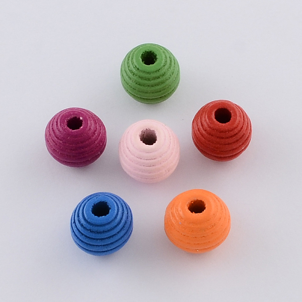 

PandaHall Dyed Natural Wood Beehive Beads, Round, Mixed Color, 14x13mm, Hole: 3mm, about 649pcs/500g Wood Round Multicolor