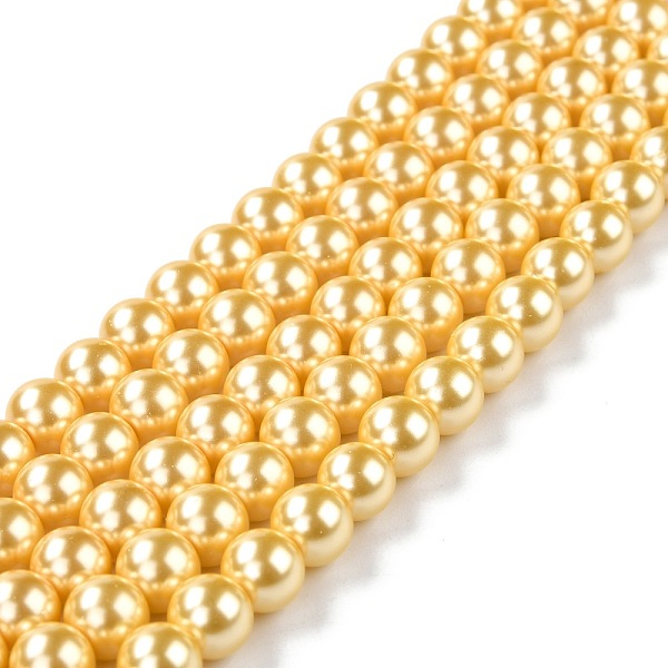 

PandaHall Eco-Friendly Grade A Glass Pearl Beads, Pearlized, Round, Moccasin, 8mm, Hole: 1.2~1.5mm, about 52pcs/Strand, 16''(40.64cm) Glass..., Orange
