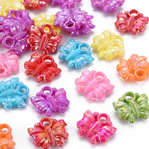 

PandaHall Resin Pendants, AB Color, Butterfly, Mixed Color, 17.5x17x5mm, Hole: 2mm, About 900pcs/bag Resin Butterfly Multicolor