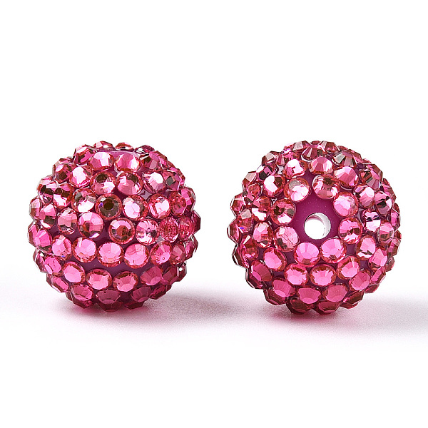 

PandaHall Transparent Resin Rhinestone Graduated Beads, with Acrylic Round Beads Inside, Camellia, 20mm, Hole: 2~2.5mm Resin+Rhinestone..., Pink