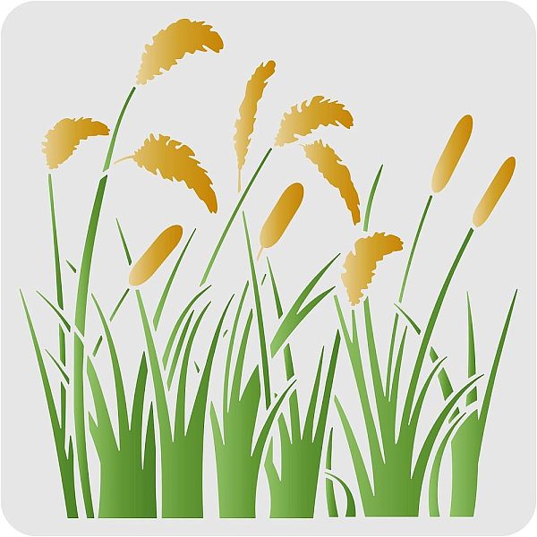 

PandaHall FINGERINSPIRE Reed Grass Stencils 30x30cm Reusable Cattail Leaves Stencils Reed Pattern Stencils Grass Drawing Stencil Plants..., White
