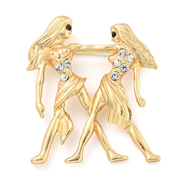 

PandaHall Golden Zinc Alloy with Rhinestone Brooches, Twelve Constellations, Gemini, 49x42x5mm Alloy+Rhinestone Gemini