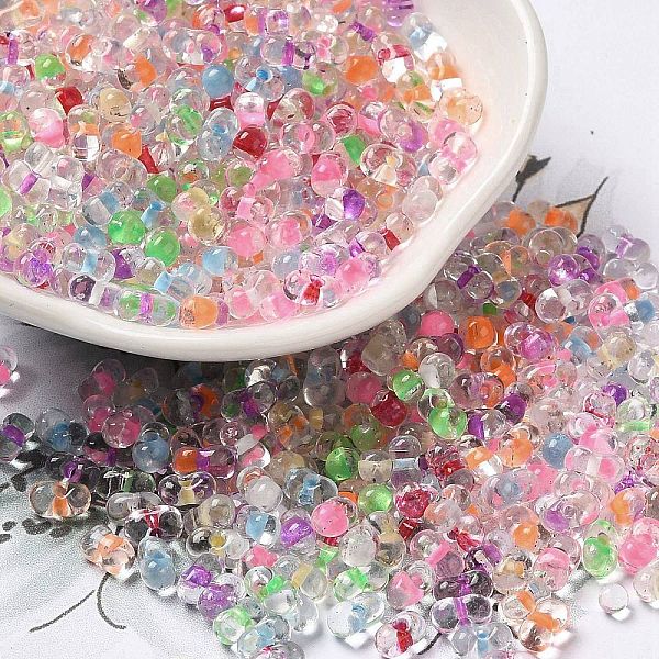 

PandaHall Glass Seed Beads, Peanut, Mixed Color, 5.5~6x3~3.5x3mm, Hole: 1~1.2mm, about 4000pcs/pound Glass Peanut Multicolor