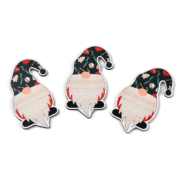 

PandaHall Christmas Single Face Printed Wood Big Pendants, Gnome Charms, Black, 54x37x26mm, Hole: 2mm Wood Gnome Black