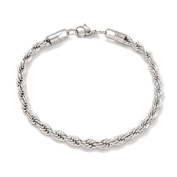 

PandaHall 5MM 304 Stainless Steel Rope Chain Bracelets for Women, with Lobster Claw Clasps, Stainless Steel Color, 8-1/2 inch(21.5cm) 304...