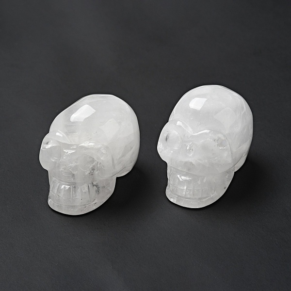 

PandaHall Halloween Natural Quartz Crystal Display Decorations, Home Decorations, Skull, 35~37x30~31x48~50.5mm Quartz Skull