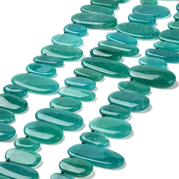 

PandaHall Natural Amazonite Beads Strands, Top Drilled, Oval Charms, 10~30.5x8~16.5x2.5~7.5mm, Hole: 0.9mm, about 35pcs/strand...
