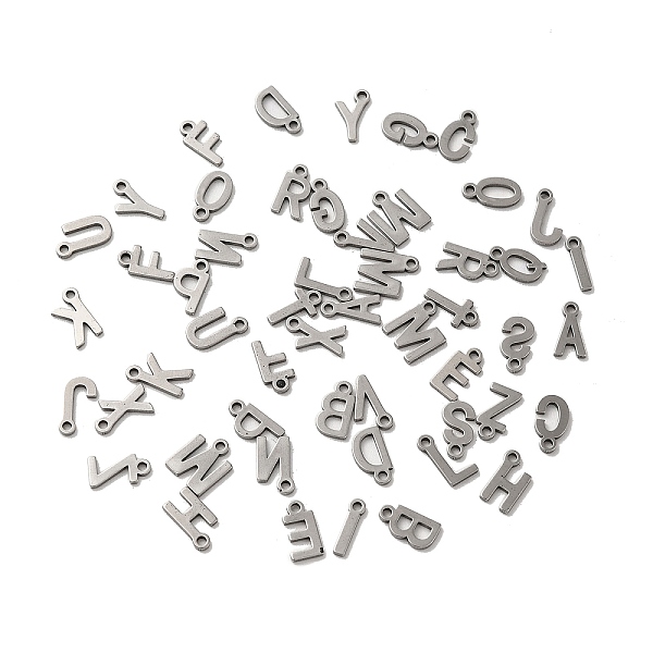 

PandaHall 304 Stainless Steel Charms, Laser Cut, Random Letter A~Z Charm, Stainless Steel Color, 8~8.5x2~6.5x1mm, Hole: 1.2mm 304 Stainless...
