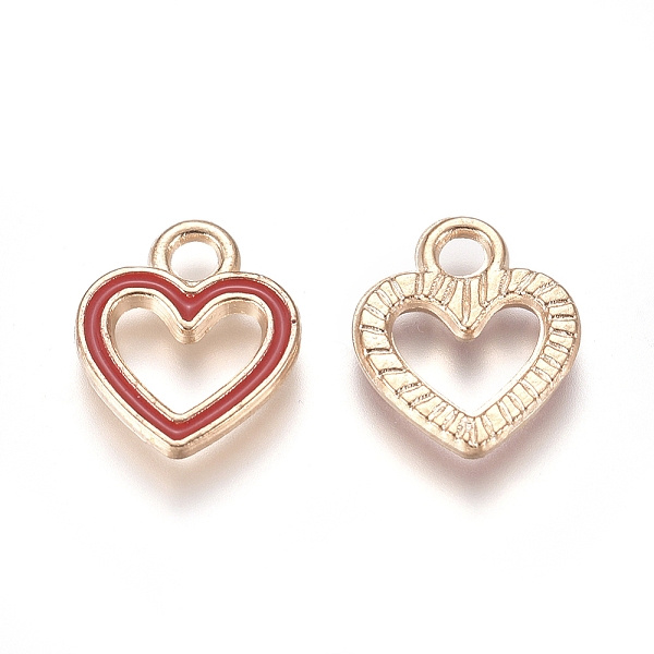 

PandaHall Golden Plated Alloy Enamel Charms, Hollow, Heart, Red, 12x10x1.5mm, Hole: 1.8mm Alloy+Enamel Heart Red