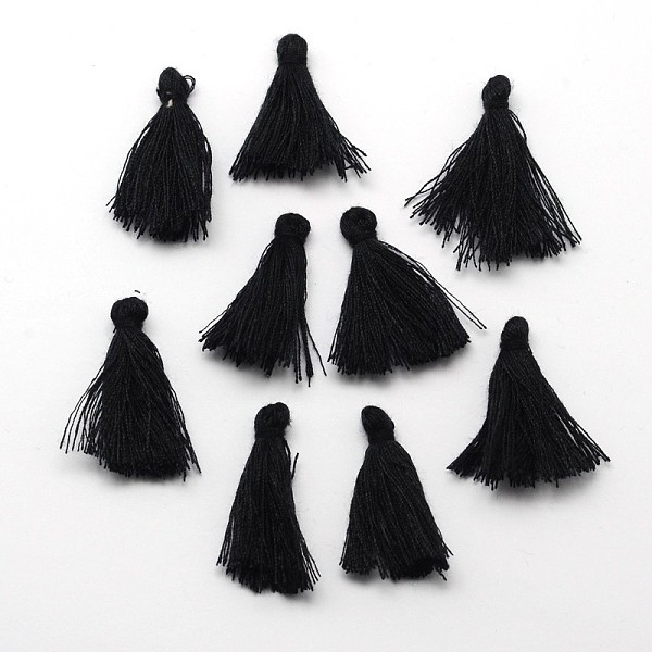 

PandaHall Cotton Thread Tassels Pendant Decorations, Black, 25~31x5mm, about 39~47pcs/bag Cotton Black