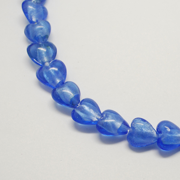 

PandaHall Handmade Silver Foil Glass Beads, Heart, Royal Blue, 28x24~28x15~17mm, Hole: 2mm Silver Foil Heart Blue