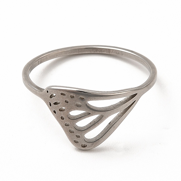 

PandaHall 304 Stainless Steel Hollow Out Butterfly Wing Finger Ring for Women, Stainless Steel Color, Inner Diameter: 18mm 304 Stainless...