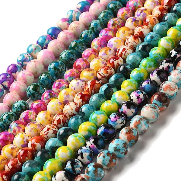 

PandaHall Synthetic Turquoise Dyed Beads Strands, Round, Mixed Color, 7~8x7~8mm, Hole: 1mm, about 50pcs/strand, 14.29~14.65''(36.3~37.2cm)..., Multicolor