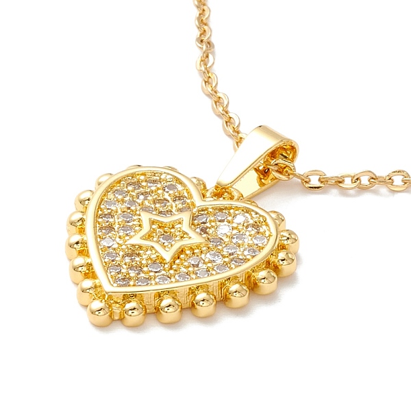 

PandaHall Clear Cubic Zirconia Heart with Star Pendant Necklace, 304 Stainless Steel Jewelry for Women, Golden, 17.72 inch(45cm) Cubic...