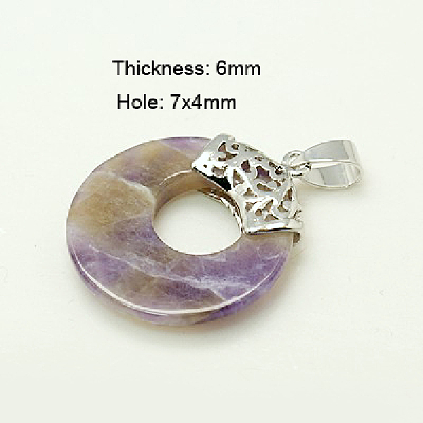 

PandaHall Ametrine Pendants, with Brass Findings, Flat Round, Platinum Metal Color, 28x6mm, Hole: 7x4mm Ametrine Flat Round