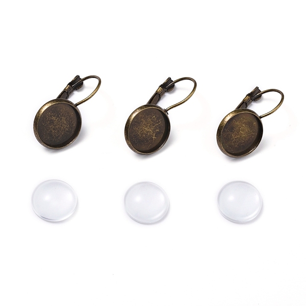 

PandaHall DIY Earring Making, with Brass Leverback Earring Findings and Transparent Oval Glass Cabochons, Antique Bronze, Cabochons..., Clear
