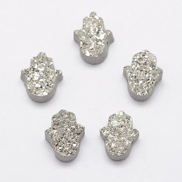 

PandaHall Hamsa Hand Druzy Crystal Beads, Electroplate Natural Druzy Crystal Beads, Platinum Plated, 13x10.5x4.5~5mm, Hole: 1mm Quartz...