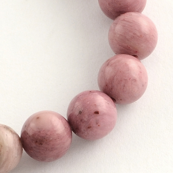 PandaHall Natural Rhodonite Beads Strands, Round, 4.5mm, Hole: 1mm, about 96pcs/strand, 15.5 inch Rhodonite Round
