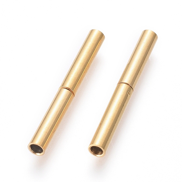 

PandaHall 304 Stainless Steel Bayonet Clasps, Ion Plating (IP), Column, Golden, 21x2.5mm, Hole: 1.5mm 304 Stainless Steel
