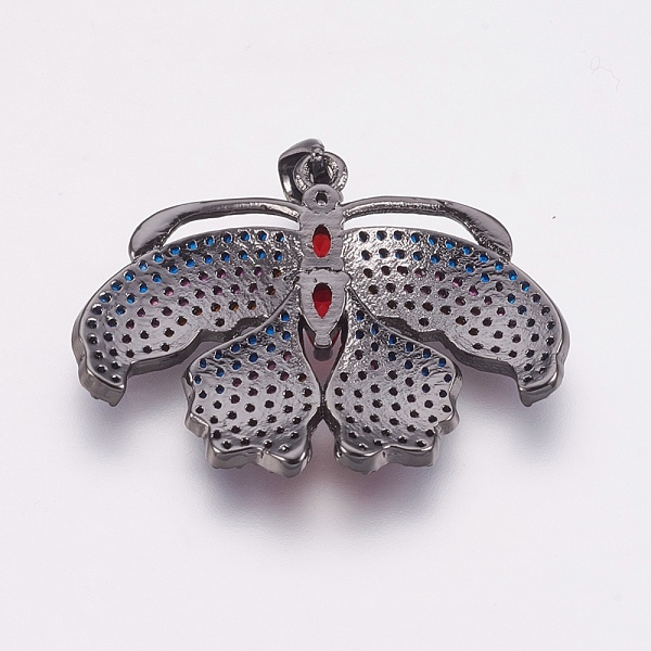 

PandaHall Brass Micro Pave Cubic Zirconia Pendants, Butterfly, Colorful, Gunmetal, 23x32x4mm, Hole: 3x4mm Brass+Cubic Zirconia Butterfly