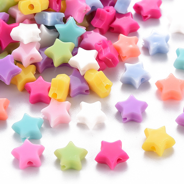 

PandaHall Opaque Acrylic Beads, Star, Mixed Color, 8x9x3.5mm, Hole: 1.6mm, about 3380pcs/500g Acrylic Star Multicolor