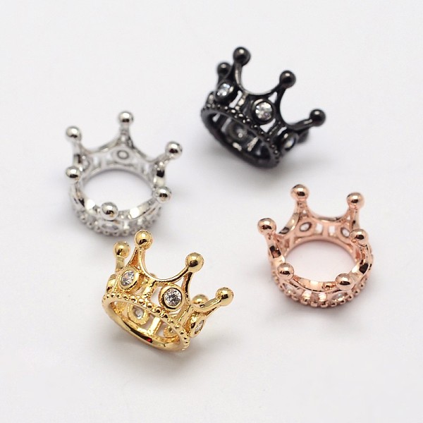 

PandaHall Crown Brass Micro Pave Grade AAA Cubic Zirconia Large Hole Beads, Cadmium Free & Nickel Free & Lead Free, Mixed Color, 13x8mm...