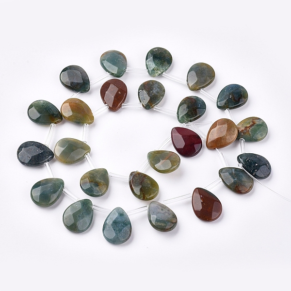 

PandaHall Natural Indian Agate Beads Strands, Top Drilled Beads, Faceted, Teardrop, 15~16x12~12.5x5mm, Hole: 0.6mm, about 25pcs/strand...